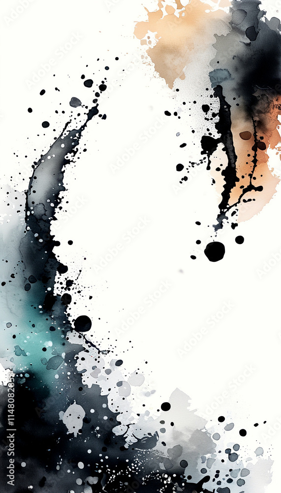 Poster artistic abstract design with dynamic splashes of color and texture