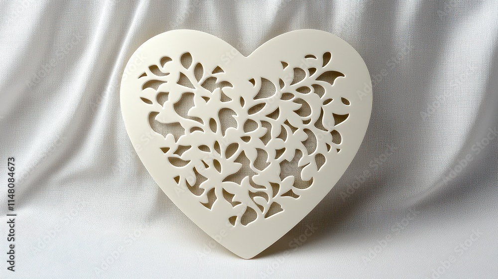 Poster decorative heart-shaped design featuring intricate floral patterns on a soft background
