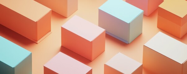 Isometric Boxes On The Floor Mockup