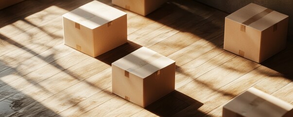 Isometric Boxes On The Floor Mockup