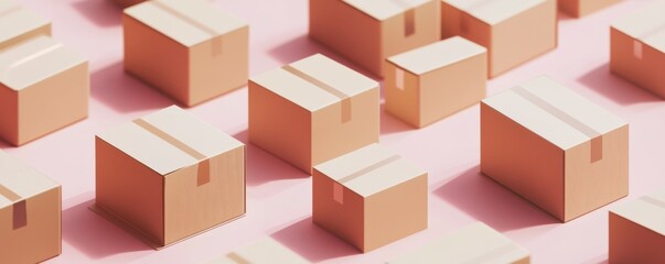 Isometric Boxes On The Floor Mockup