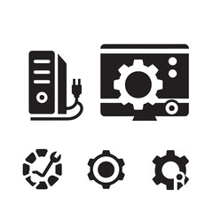 Computer repair service icons.