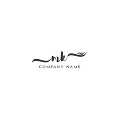 Obraz premium Minimalist MK Logo Design with Abstract Feather Element