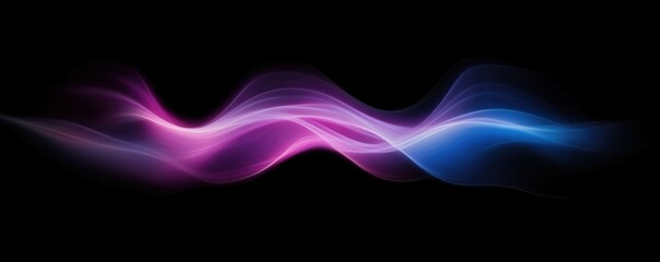 Naklejka premium Abstract grainy blue purple color gradient wave black background glowing light dark backdrop