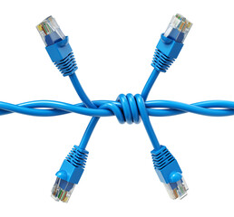 Concept with isolated network cables in form of barbed wire - 3d illustration
