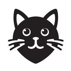 Cute black cat face icon.