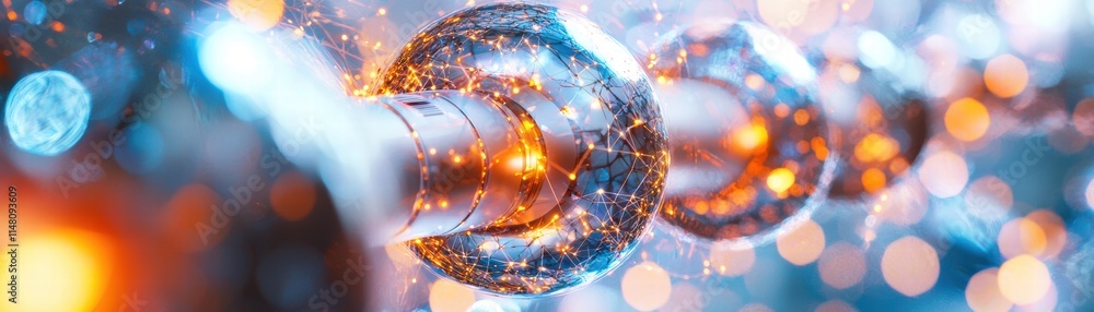Poster a vibrant close-up of glowing orbs, showcasing luminous colors and intricate details, creating a mes