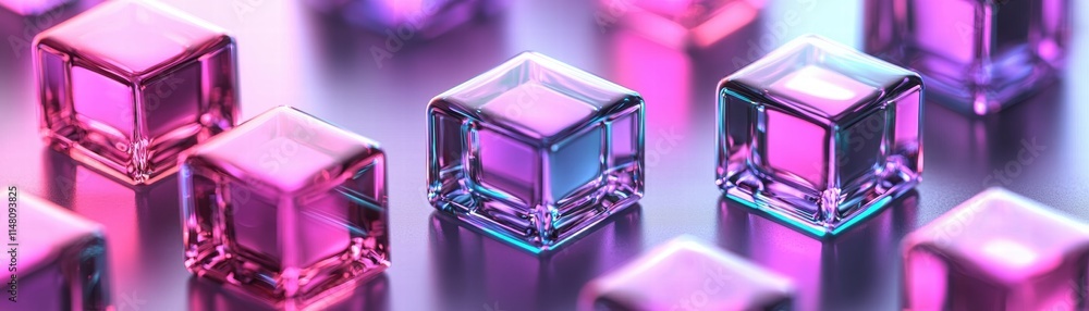 Aufkleber a close-up view of colorful, translucent cubes arranged in a visually striking pattern, illuminated 