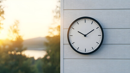 Close-up of an outdoor wall-mounted modern room temperature controller with sleek design and digital display.
