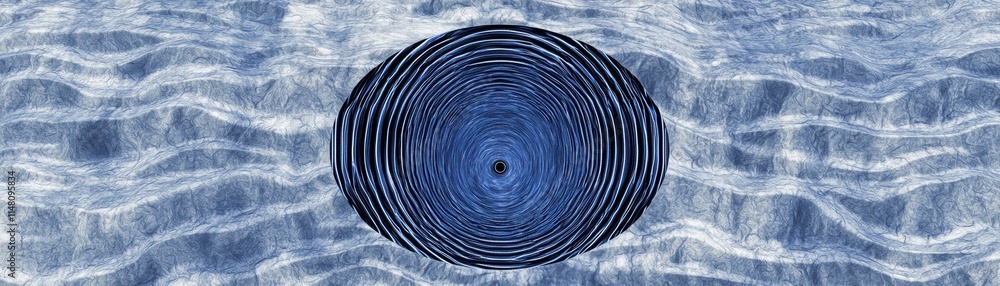 Poster a circular ripple pattern on a blue water surface creates a serene and calming visual effect, energy