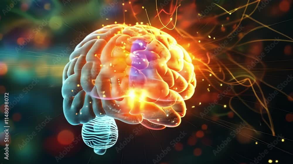 Poster complex network of colorful interconnected neurons firing and radiating energy, symbolizing big data