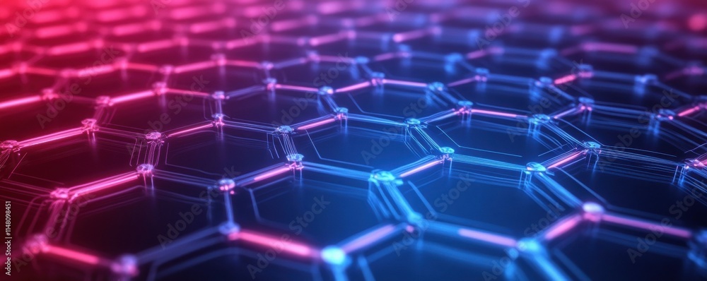 Poster abstract technology background with a hexagonal pattern and connection lines for digital data, innov