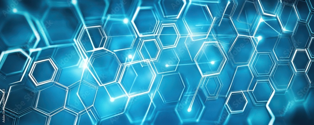 Poster abstract technology background with a hexagonal pattern and connection lines for digital data, innov