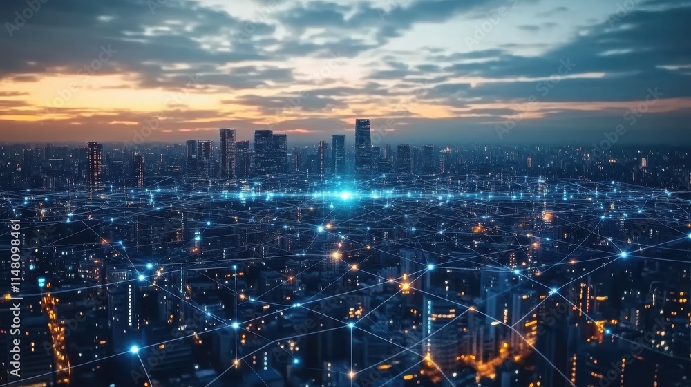 Poster abstract technology background with global network connection and internet of things concept