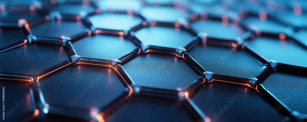 Poster abstract technology background with a hexagonal pattern and connection lines for digital data, innov