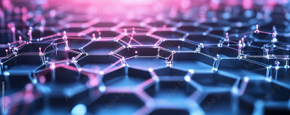 Poster abstract technology background with a hexagonal pattern and connection lines for digital data, innov