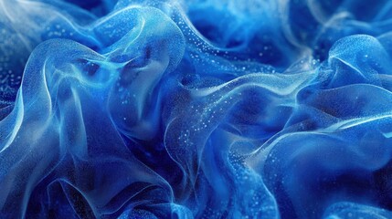 Blue digital particles wave flow, Digital cyberspace abstract background