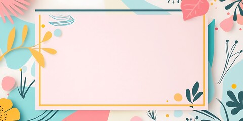 Pink Background with Colorful Floral Design and Blank Space