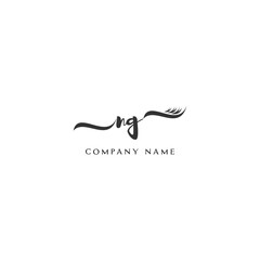 Minimalist NG Logo Design with Abstract Feather Element