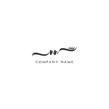 Minimalist NN Logo Design with Abstract Feather Element