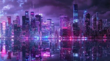 Obraz premium Global Network and City Lights Technology and Connectivity in a Modern Urban Landscape