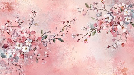 Delicate Floral Background with Pink Blossoms and Soft Pastel Colors for Decor