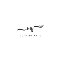 Fototapeta premium Minimalist NY Logo Design with Abstract Feather Element