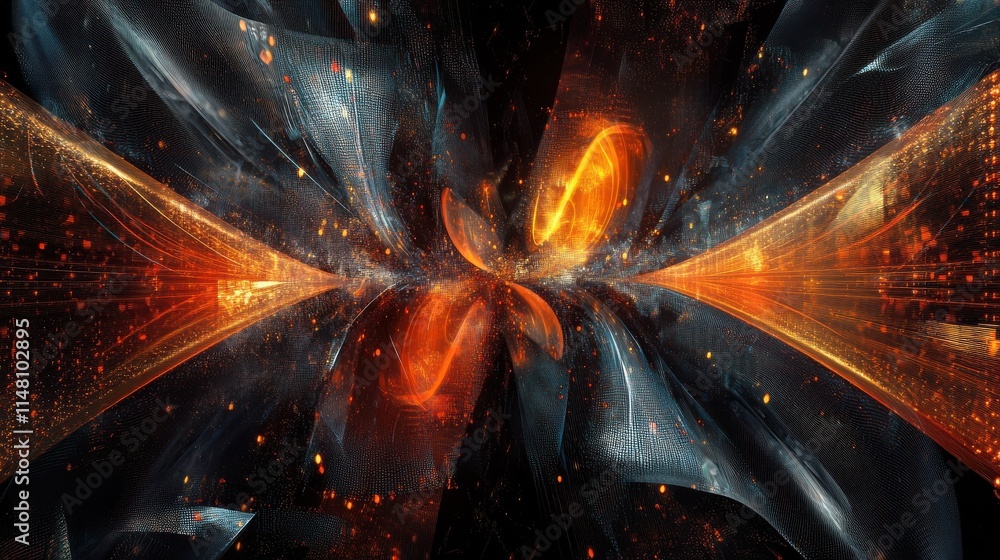 Poster high tech futuristic technology abstract technology particle mesh style background
