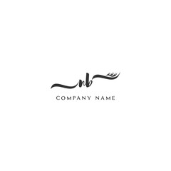 Minimalist NB Logo Design with Abstract Feather Element