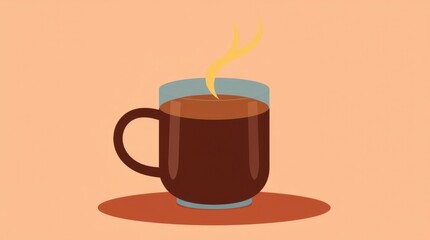 Obraz premium A steaming cup of rich dark chocolate hot chocolate rests gently on a warm surface, exuding inviting aromas that enhance the cozy atmosphere