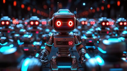 Fototapeta premium Rise of the Machines: A futuristic depiction of a robot army.
