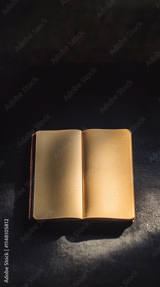 Aufkleber a book is open to a page with a few words on it. the book is on a table
