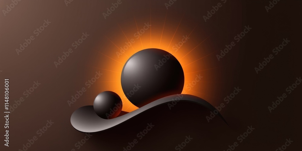 Poster an abstract depiction of two circles resembling the sun and moon, elegantly blending into a smooth, 
