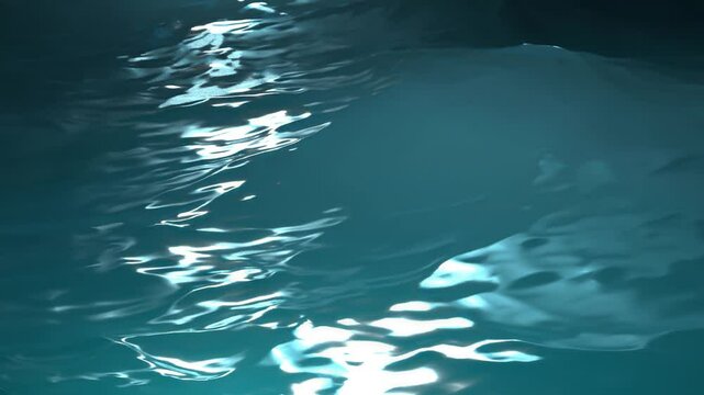 Turquoise night sea in moonlight, moon path on waves.Realistic 3d rendering.