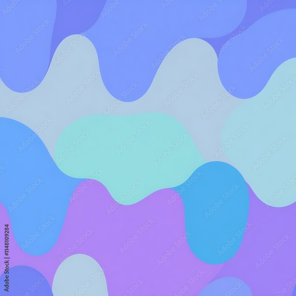 Poster abstract liquid flow: a mesmerizing blend of soft blues, purples, and greens creates a dynamic and v