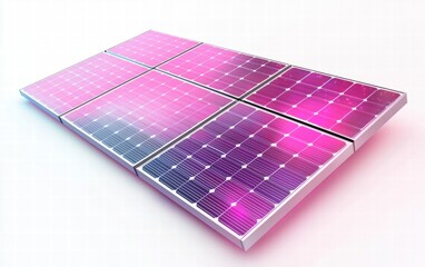 A sleek pink solar panel with a glossy finish, sparkling in the sun, isolated on a white background