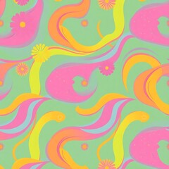 Groovy Retro Floral Pattern 