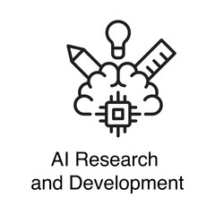 AI Research and Development Icon – Artificial Intelligence Tools and Experimentation  - Vector Editable Stroke Line Icon