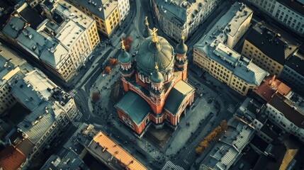 Helsinki, Finland. City center aerial view. Church of john, From Drone.