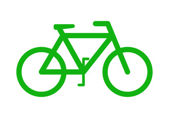 Fototapeta premium Icono verde de bici en fondo blanco