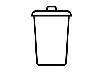 Icono negro de cubo de basura en fondo blanco