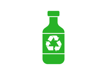 Icono verde de botella con símbolo de reciclaje