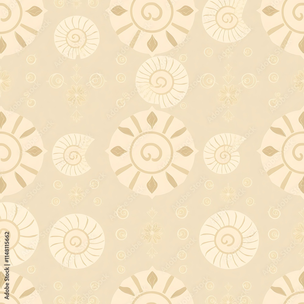 Poster sea shell pattern: a delicate and intricate pattern of seashells in warm, creamy tones. the seamless