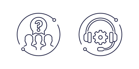 support team line icons on white