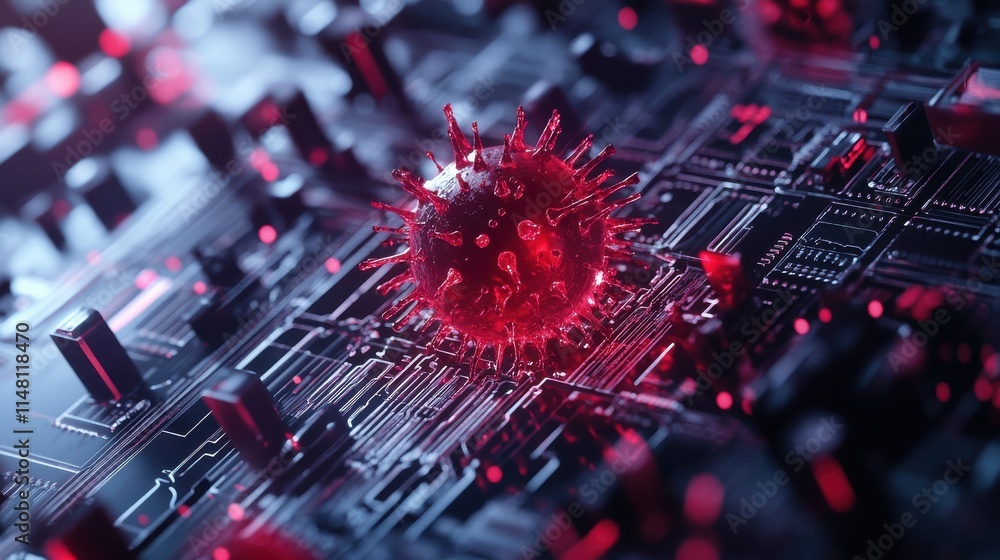 Poster spyware development abstract concept vector illustration set. malware and computer virus, industrial