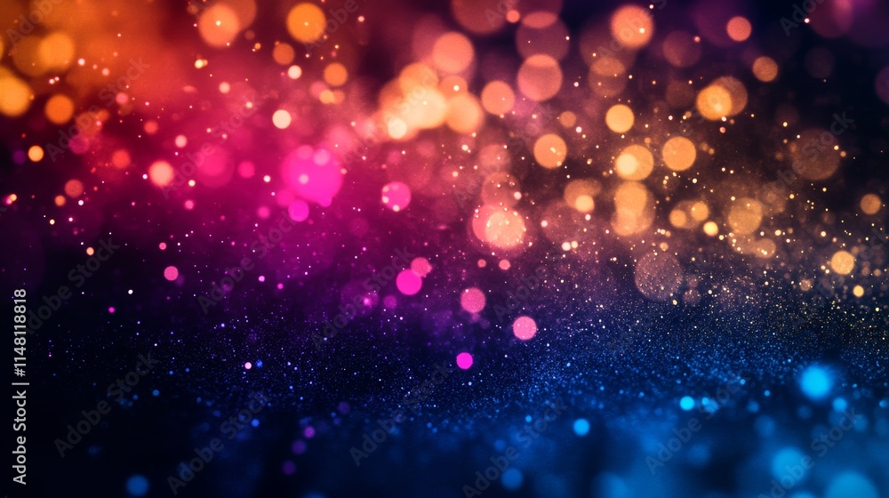 Poster A dazzling abstract bokeh background featuring vibrant colors and sparkling lights, perfect for creative projects and festive occasions.