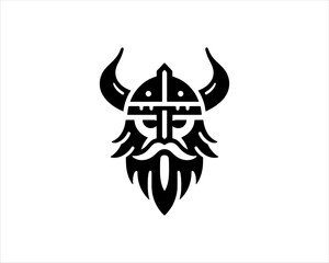 Viking Head Logo Design Icon Symbol Vector Template. 