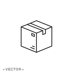 parcel box icon, Delivery box concept, thin line symbol isolated on white background, editable stroke eps 10 vector illustration