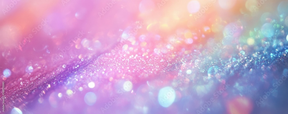 Poster the background features a holographic blur with a gradient of colors. there is a modern grain noise 
