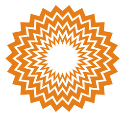 orange and white circular zigzag sunburst starburst pattern on white background